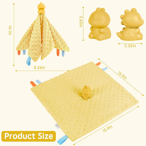 Loveys for Babies, 16" soft Baby Lovey Blanket,Baby Snuggle Toy Newborn Dinosaurs teething toys, Baby Girl Gifts for Infants and Toddlers (Yellow)...