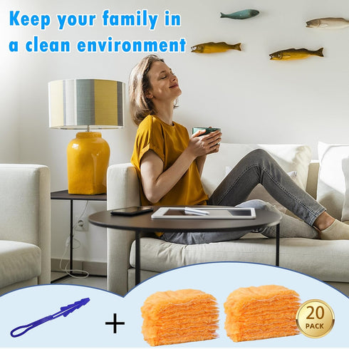 20 Count Heavy Duty Duster Kit for Swiffer Duster, Unscented Disposable Dusters with 1 Handle for Cleaning...