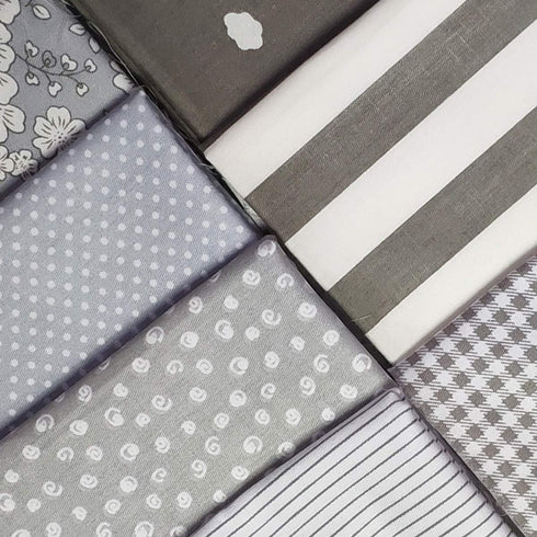 Misscrafts 7pcs Quilting Fabric 100% Cotton Craft Fabric Bundle Squares Grey Fat Quarters 18" x 22" for Patchwork DIY Sewing Scrapbooking...