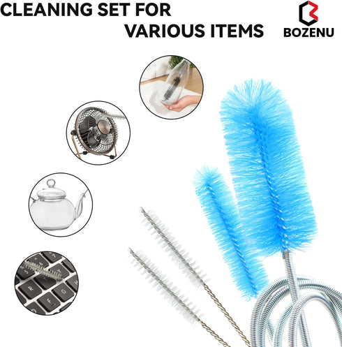 Flexible Drain Brush, 66 Inch Long Double Ended Hose Pipe and 58 Inch Tube Cleaning Brush and 2 Pack 8 Inch Straw Cleaner Brush...