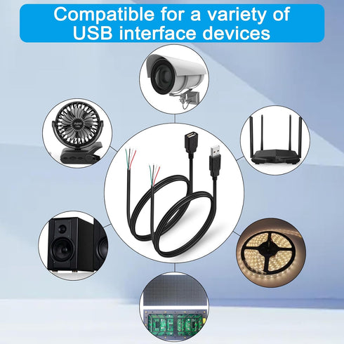 4Pcs USB 2.0 Male Plug 4pin Bare Wire USB Power Data Cable DIY Pigtail Cable for USB Equipment Installed or Replacement Repair DIY Cable (USB A ma...