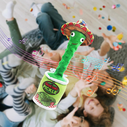 Dancing Pickle, Dancing, Sings, Repeats Mimicking Cactus Talking Pickle Toys for Toddler Toys Plush Interactive Toy 60 Children's English Songs Mu...
