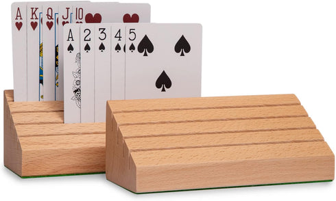 Standard Size Solid Beech Playing Card Holder-2 Piece Set-Card Storage...