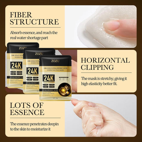 24K Skincare Set,Skin Care Products Set,Hyaluronic Acid Serum Skincare Gift Set With Facial Cleanser,Face Serum,Eye Cream, Face Mask,Anti-Aging Sk...