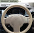 1 PC Car Steering Wheel Cover with 2 PCS Sewing Tool, 14.9In Durable Waterproof Leather Steering Wheel Protector, Universal Breathable Elastic Ste...