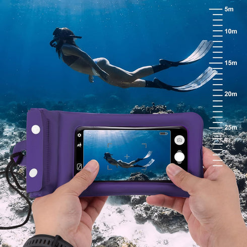 PATIKIL Floating Waterproof Phone Pouch, 2 Pack Clear Cellphone Dry Bag Underwater Phone Protect Case for Beach Swimming, Purple...