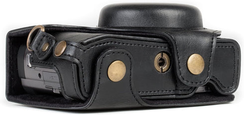 MegaGear MG1258 Ever Ready Leather Camera Case compatible with Panasonic Lumix DC-ZS80, DC-ZS70, DC-TZ95, DC-TZ90 - Black...