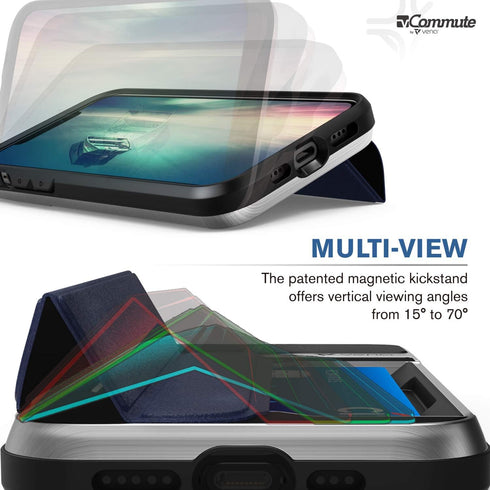 VENA vCommute Wallet Case Compatible with Apple iPhone 12 / iPhone 12 Pro (6.1"-inch), (Military Grade Drop Protection) Flip Leather Cover Card Sl...