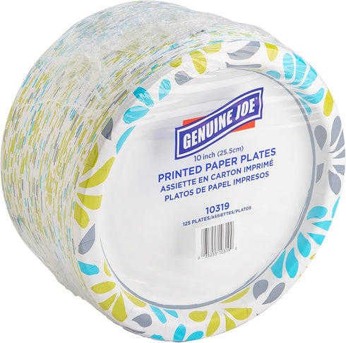 Genuine Joe Printed Paper Plates, 10" (Pack of 125)...