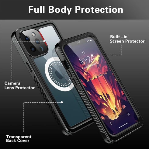 ANTSHARE for iPhone 12 Pro Max Case Waterproof &Fits Magsafe,with Built-in Screen Protector,Full Body Shockproof Phone Case for iPhone 12 Pro Max ...
