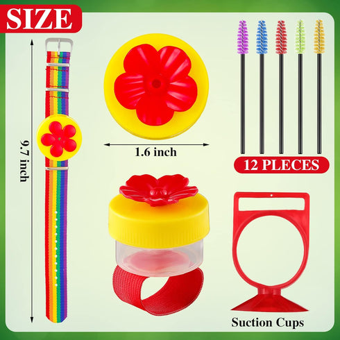 Hummingbird Hand Feeder Set 3 Packs Handheld Hummingbird Feeders Adjustable Wrist Hummingbird Hand Feeders Suction Cup with Perches Hummingbird Ri...
