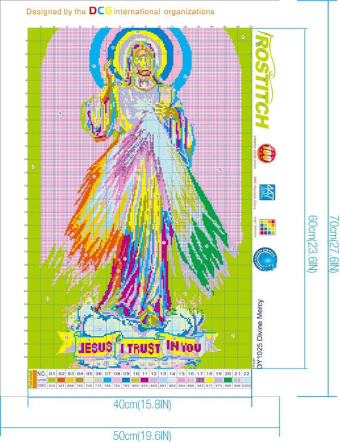 ROSTITCH Divine Mercy Cross Stitch Kits-Stamped Cross Stitch Kits for Adults Landscape Counted DIY Embroidery Needlepoint Kits Home Decor...