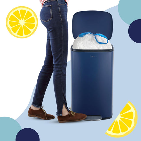 happimess HPM3100C-WHITE 13.2-Gallon Lemon Scented Drawstring Trash Can Liner, White (60-Count, 3-Packs of 20 Liners)...