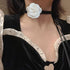 Flower Choker Necklace for women Pearl Choker Necklace Camellia Flower Necklace Boho Flower Pearl Collar Choker Necklace Purple Pink Choker Neckla...