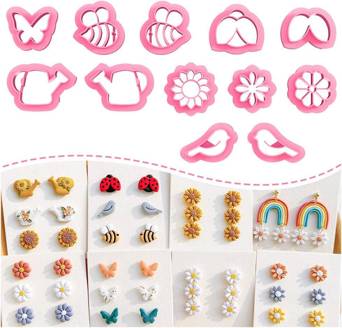 Keoker Spring Clay Cutters,12 Spring Polymer Clay Cutters, Flower Clay Cutters, Spring Clay Cutters for Polymer Clay Jewelry, (A)...