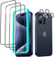 ESR 3+2 Pack for iPhone 15 Pro Screen Protector, 3 Black Edge Tempered-Glass Film and 2 Set Camera Lens Protector, 2.5D Curved Edges, Full-Coverag...