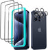 ESR 3+2 Pack for iPhone 15 Pro Screen Protector, 3 Black Edge Tempered-Glass Film and 2 Set Camera Lens Protector, 2.5D Curved Edges, Full-Coverag...