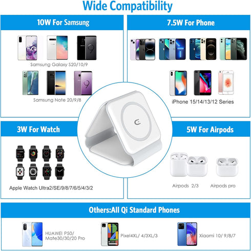 ????????????????? ??????????????? Criacr 3 in 1 Foldable Wireless Charger, Magnetic Fast Wireless Charging Pad, Compatible with iPhone 15/14/13/12...
