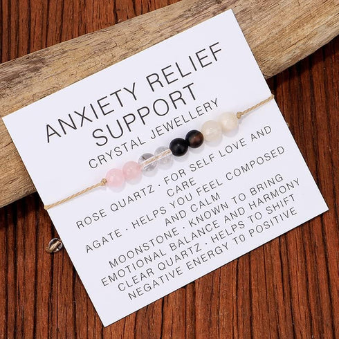 COLORFUL BLING Natural Healing Stone Quartz Crystal Bead Bracelet with Meaningful Card for Women Men Spiritual Anxiety Reiki Chakra Bracelets Prot...