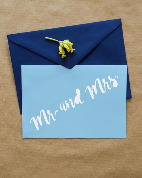 Mr and Mrs" Wedding Stencil 12.4" x 2.50" - Elegant Design for Signs, Pillows, and Plaques...