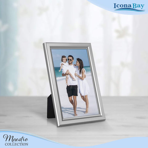 Icona Bay 4x6 Picture Frames Set (Silver, 12 Pack), Classy Contemporary Style, Maestro Collection...