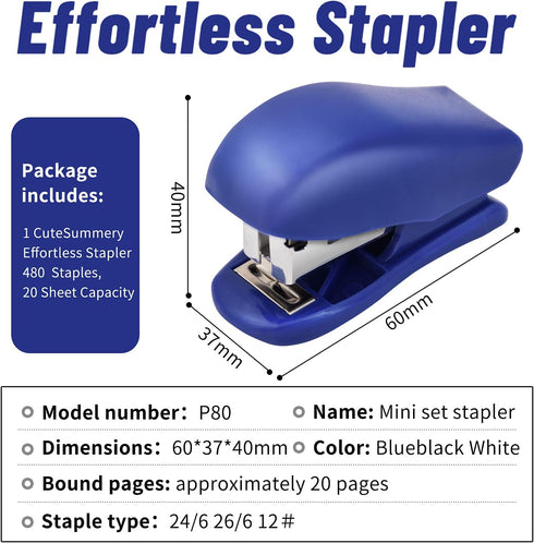 Mini Stapler with Staples, Office Desktop Stapler,25 Sheet Capacity,Small Stapler with 640 Standard Staples, Easy to Carry and Store?Cute Compact ...