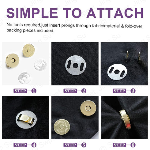 Swpeet 60 Sets Magnetic Button Clasps Snaps, 14MM Metal Fastener Clasps Gold Silver Bronze Black DIY Craft Sewing Knitting Buttons Sets for Sewing...