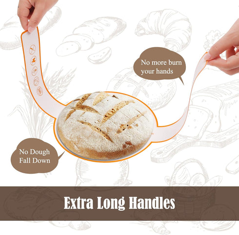Upgrade Silicone Bread Sling for Dutch Oven, Non-Stick & Easy Clean Reusable Silicone Bread 8.3 Inch Baking Mat 7.9 Inch Extended Long Handle with...