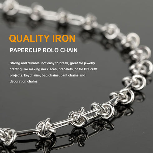 4 Meters Silver Paperclip Chains with Buckles Metal Iron Jewelry Chain for Jewelry Making Stylish Heavy Necklace Bracelet DIY Chains Bulk...