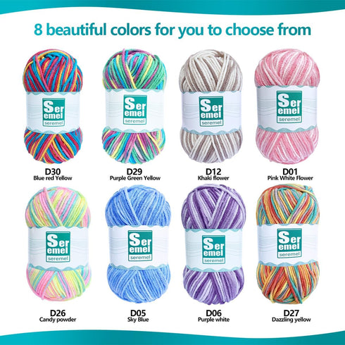 2 Pcs ?2 * 48g/2 * 142yards?Crochet/Knitting Rainbow Yarn,Multicolor Variegated 100% Acrylic Yarn,Crochet Yarn for Beginners,Soft Yarn for Crochet...