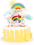 1Pc Colorful Rainbow Cake Topper/Cake Flags/Cake Picks - Include Cute Cloud/Sun Kids Child Happy Birthday Baby Shower Party Baking Decoration Supp...