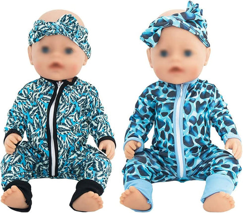 SOTOGO 5 Sets Doll Clothes Outfits Jumpsuits with 5 Headbands for 14 to 17 Inch New Born Baby Doll, 15 Inch Baby Doll and American 18 Inch Doll Cl...