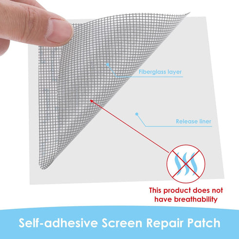 Cobee Self-Adhesive Window Screen Repair Patches Kit, 10 Sheets 3 Sizes Screen Door Replacement Repair Kit Fiberglass Mesh Wall Repair Patches Dry...