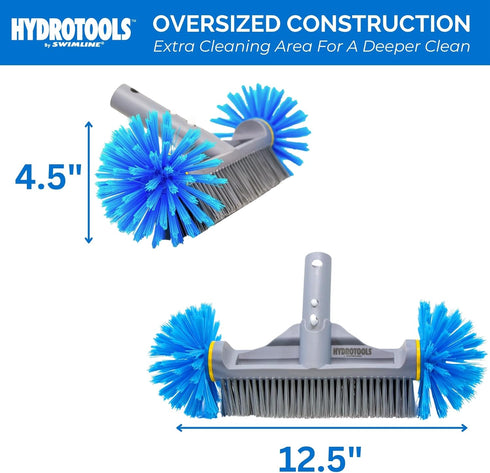 SWIMLINE HYDROTOOLS Pool 12.5 Inch Brush Head W/ Strong 360 Degree Bristles Compatible With Poles For Inground & Above Ground Pools | Double Reinf...