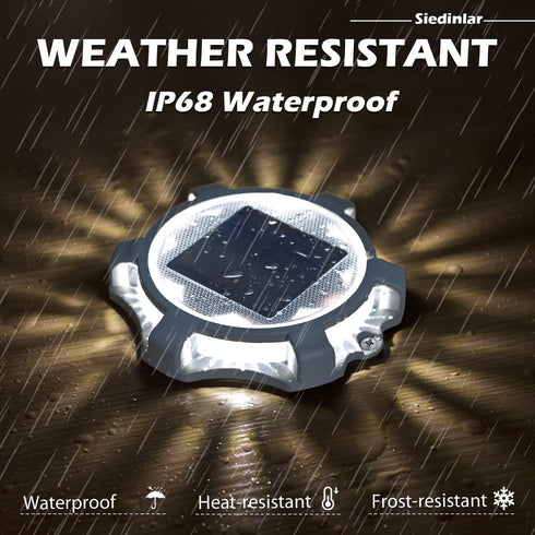 SIEDiNLAR Solar Deck Lights Outdoor 2 Modes LED Dock Driveway Markers Light Waterproof for Step Ground Walkway Stair Pathway Yard Garden Road 1 Pa...