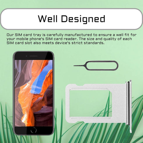 for iPhone 8 Plus Silver SIM Card Slot Replacement Single SIM Version 8Plus Single Card Tray Holder Adapter with Waterproof Rubber Ring Card Remov...