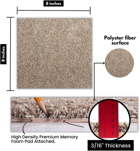 Smart Squares Easy Street Premium Made in The USA Carpet Tiles 8x8 Inch, Soft Padded, Seamless Appearance, Peel and Stick for Easy DIY Installatio...
