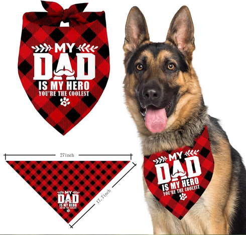 Daddy is My Super Hero Dog Bandana, Dad Gift Dog Bandana, Pet Scarf Accessories, Printed Dog Bandanas Gift for Dog Lover Birthday, Christmas, Fath...