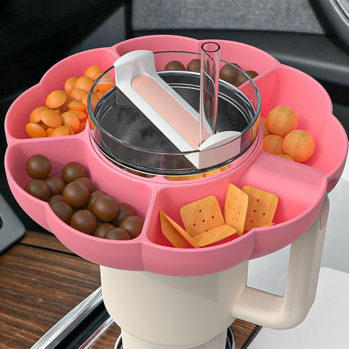 Snack Bowl for Stanley 40 oz Tumbler with Handle,Reusable Divided Tray Platter Food Storage Containers,Snack Ring for Stanley Cup Accessories,Snac...