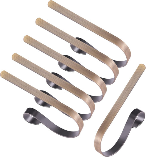 Stocking Holders for Mantle, Christmas Stocking Holder Set of 6, Mantle Clip Fireplace Hooks Hanger for Christmas Party Decoration Supplies (Brass...