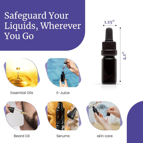 Infinity Jars Glass Dropper Bottle Ultraviolet Black Glass Tincture Bottle 30ML (1 Fl oz) w Eye Droppers Caps, Leak-Proof Travel Bottle for Essent...
