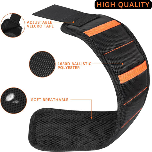 Magnetic Wristband with 15 Strong Magnets for Holding Screws, Nails, Drill Bits, Perfect Tool Gift for Dad, Husband, Handyman or Handywoman, Uniqu...