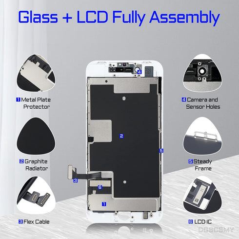for iPhone 8 / SE 2020 Screen Replacement White for iPhone SE 2nd Generation 4.7" LCD Display 3D Touch Digitizer Full Assembly with Repair Tools F...