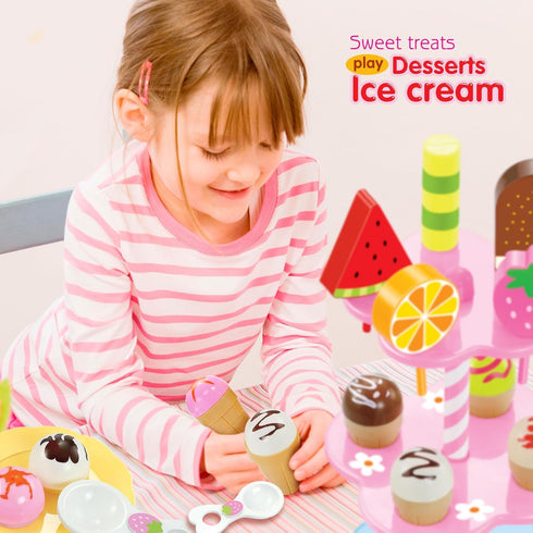 PowerTRC 22 Pcs Sweet Treats Ice Cream and Desserts Tower Playset | Perfect for Kids' Playtime Adventures with Popsicles and Ice Cream Delights!...