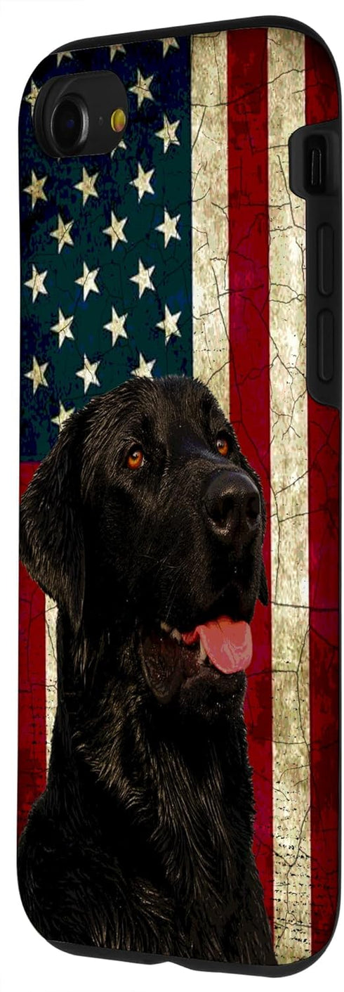 iPhone SE (2020) / 7 / 8 USA Black Lab Labrador Retriever US Flag Duck Hunter Hunting Case...