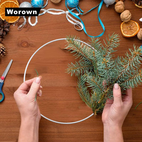 Worown 6 Pcs 10 Inch Floral Wreath Hoops, Silver Metal Rings for Making Wedding Wreath Decor and Wall Hanging Craft...