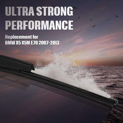 Replacement for BMW X5 X5M E70 2007-2013 REAR WINDSHIELD BACK WIPER ARM Blade SET OE:61627206357...