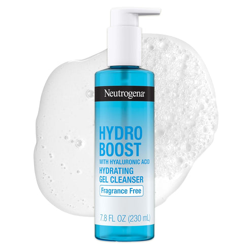 Neutrogena Hydro Boost Fragrance Free Hydrating Gel Facial Cleanser with Hyaluronic Acid, Daily Foaming Face Wash & Makeup Remover, Gentle Face Wa...