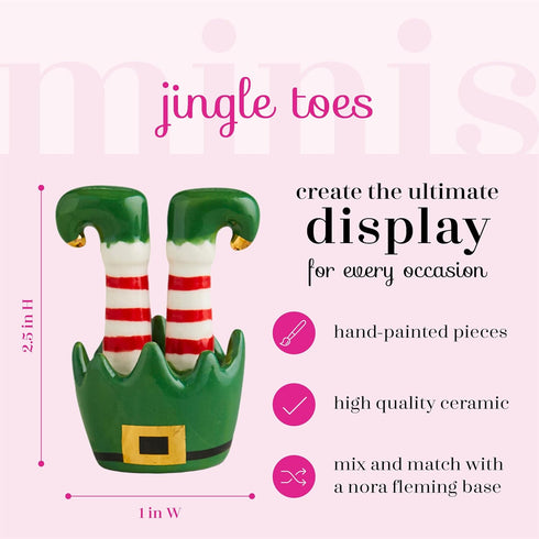 nora fleming Jingle Toes (Elf Feet) - Hand-Painted Ceramic Christmas Decor - Winter Minis for the Home and Office...