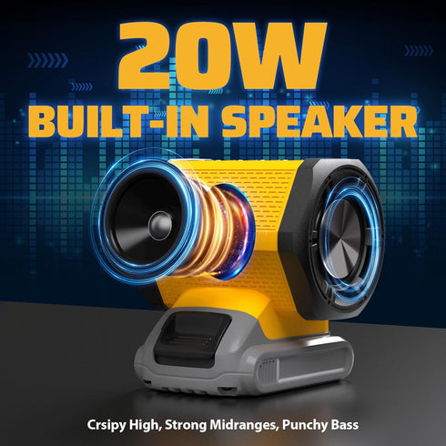 Bluetooth Speaker Fit for DeWALT 20v Max Battery with USB-A/C Charging for Jobsite Camping & Parties(Battery not Included)...